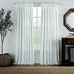 Cambria® Fontaine 108-Inch Tie Top Window Curtain Panel in White/Blue (Single)