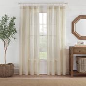 Fontaine Stripe 84-Inch Rod Pocket Sheer Window Curtain Panel in Linen (Single)