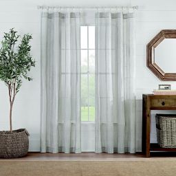 Fontaine Stripe 84-Inch Rod Pocket Sheer Window Curtain Panel in Grey (Single)