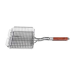 Outset Chrome Grill Basket with Rosewood Handle in Silver