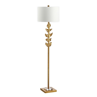 Safavieh Georgiana Floor Lamp in Gold with Fabric Lamp Shade. View a larger version of this product image.