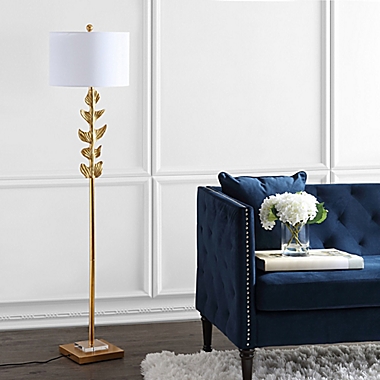 Safavieh Georgiana Floor Lamp in Gold with Fabric Lamp Shade. View a larger version of this product image.