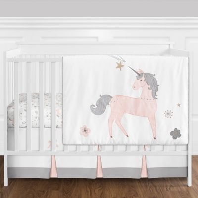 pink and gold crib set