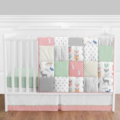 Sweet Jojo Designs&reg; Woodsy 4-Piece Crib Bedding Set in Mint/Coral
