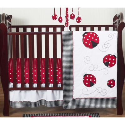 red and black crib set