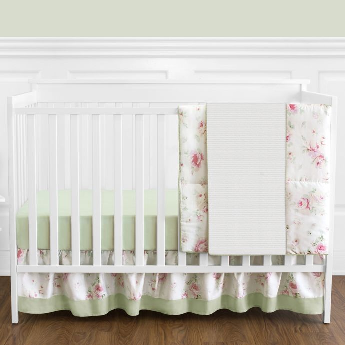 Sweet Jojo Designs Riley S Roses 4 Piece Reversible Crib Bedding