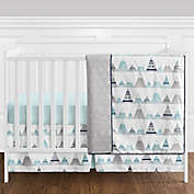 Sweet Jojo Designs&reg; Mountains 4-Piece Reversible Crib Bedding Set in Aqua/Grey