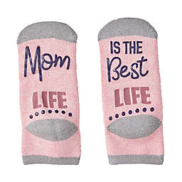 Motherhood Maternity® "Mom Life is the Best Life" Hospital Sock in Pink/Grey