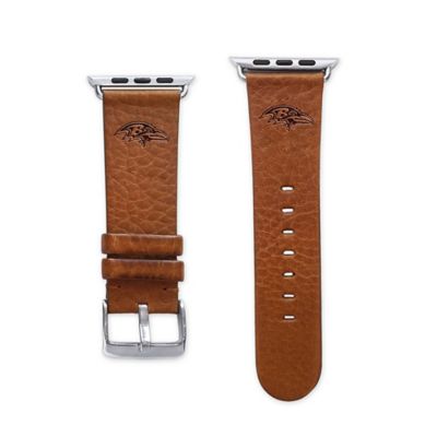 NFL Baltimore Ravens Apple Watch&reg; Short Leather Band in Tan