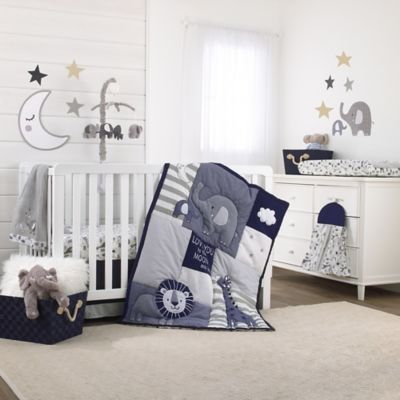 navy and grey crib bedding