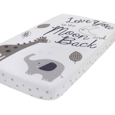 NoJo&reg; Love You To The Moon Photo Op Fitted Crib Sheet in Grey/Navy. View a larger version of this product image.
