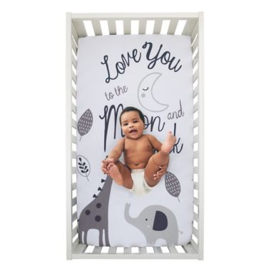 NoJo&reg; Love You To The Moon Photo Op Fitted Crib Sheet in Grey/Navy. View a larger version of this product image.