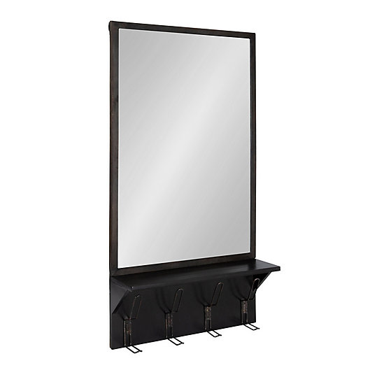 Alternate image 1 for Coburn 20-Inch x 36.5-Inch Wall Mirror With 4 Hooks in Black