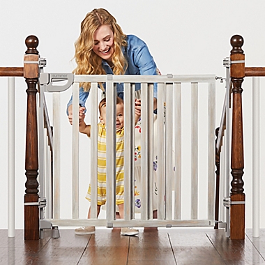 Summer&trade; Wood Banister and Stair Safety Gate in Gray. View a larger version of this product image.