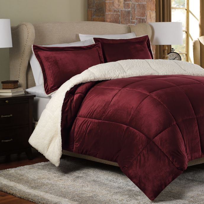 The Seasons® Reversible Down Alternative Comforter Set in Red | Bed