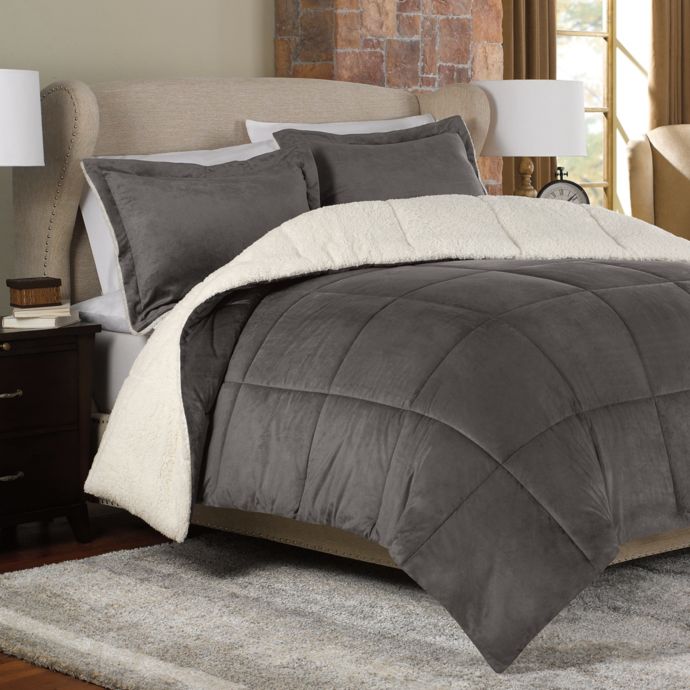 The Seasons Reversible Down Alternative Comforter Set In Charcoal