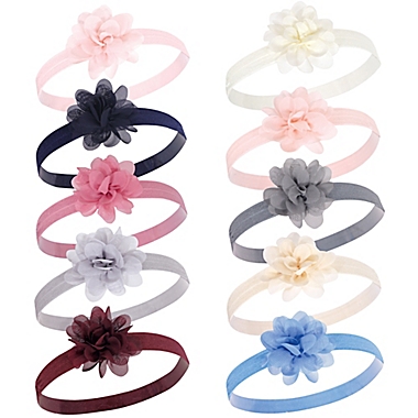 Hudson Baby&reg; 10-Count Flower Headbands in Cream. View a larger version of this product image.