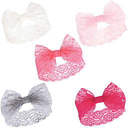Hudson Baby® 5-Piece Lace Headbands in Pink/White