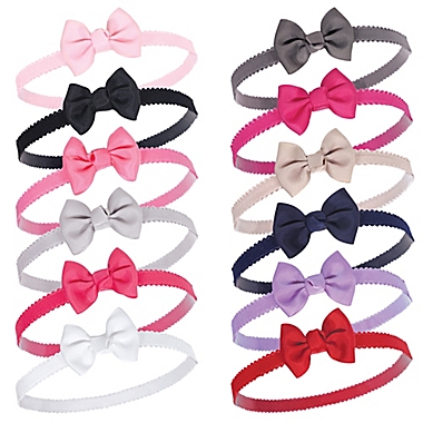Hudson Baby&reg; 12-Count Petite Bow Headbands in Black. View a larger version of this product image.