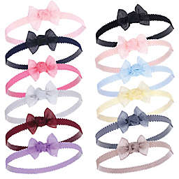 Hudson Baby® 12-Count Petite Bow Headbands in Navy