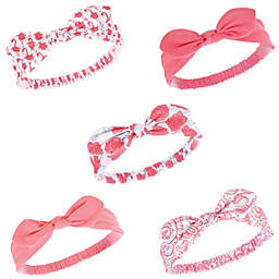 Hudson Baby® 5-Pack Flamingo Knotted Headbands in Coral