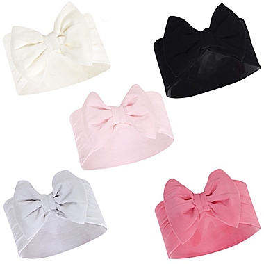 Hudson Baby&reg; 5-Pack Big Bow Headbands in Black. View a larger version of this product image.