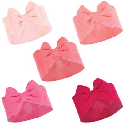 Hudson Baby&reg; 5-Pack Big Bow Headbands in Coral
