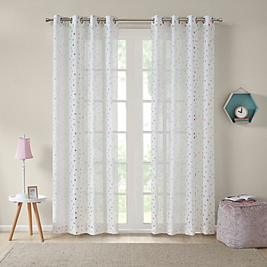 Rainbow Dot Grommet Sheer Window Curtain Panel (Single). View a larger version of this product image.