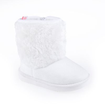 faux fur boots white