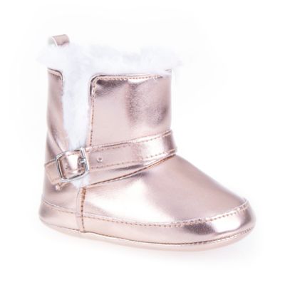 metallic rose gold boots