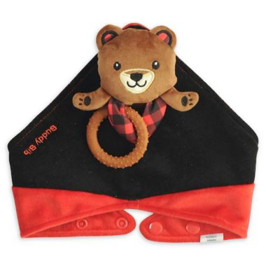 Munch Baby 3-in-1 Sensory Teething Brown Bear Buddy Bib. View a larger version of this product image.