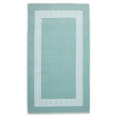 Wamsutta&reg; Greek Key Beach Towel in Aqua. View a larger version of this product image.