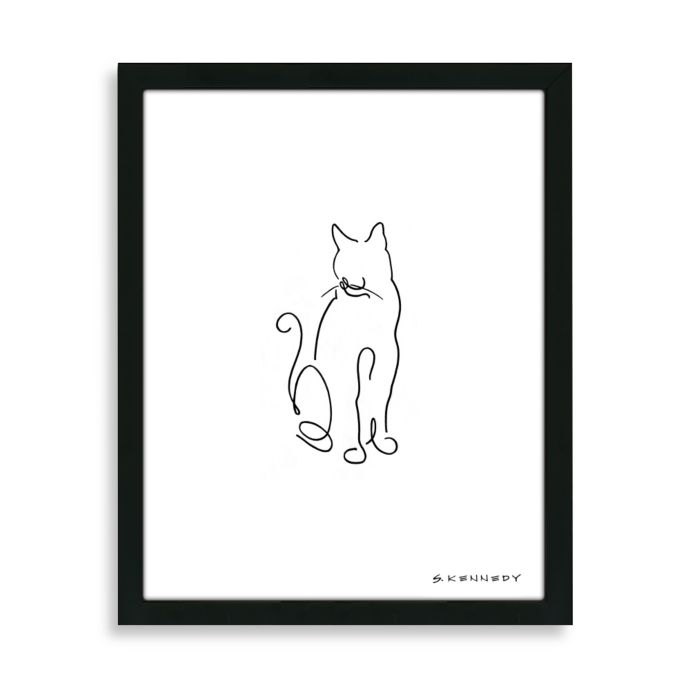 Cat Line Framed Drawing