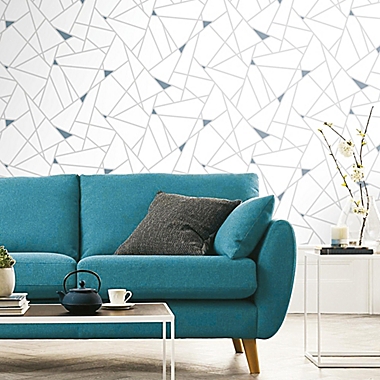 Roommates&reg; Fracture Peel &amp; Stick Wallpaper in Teal. View a larger version of this product image.