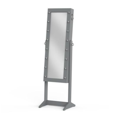 Prinz Marquee 16-Inch x 55-Inch Jewelry Cabinet Floor Mirror in Grey