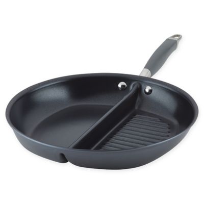 Anolon Advanced Home 12.5" Divided Grill/Griddle Skillet Moonstone: Nonstick, Hard Anodized, Gas & Electric Compatible