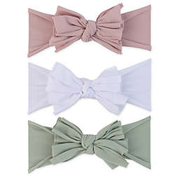 Ely's & Co.® Size 0-12M 3-Pack Bow Headbands in Sage/White/Lavender
