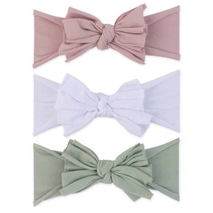 Ely's & Co.® Size 0-12M 3-Pack Bow Headbands in Sage/White/Lavender ...