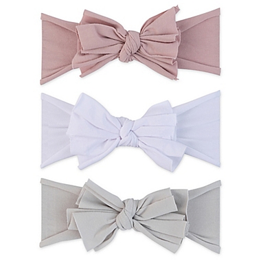 Ely&#39;s &amp; Co.&reg; Size 0-12M 3-Pack Bow Headbands in Lavender/White/Grey. View a larger version of this product image.