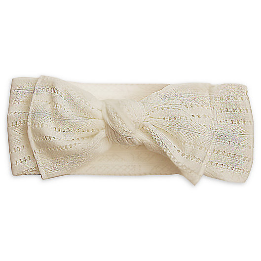Alternate image 1 for Tiny Treasures Crochet Bow Headband in White