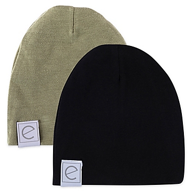 Ely&#39;s &amp; Co.&reg; Size 0-3M 2-Pack Beanies in Khaki/Black. View a larger version of this product image.