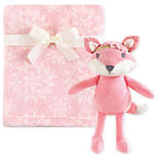Hudson Baby&reg; Plush Blanket and Miss Fox Toy Gift Set in Pink/White