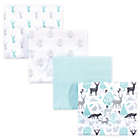 Alternate image 0 for Hudson Baby&reg; 4-Pack Flannel Recieving Blankets in Woodland Teal