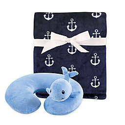 Hudson Baby® Whale Neck Pillow and Blanket Set in Blue