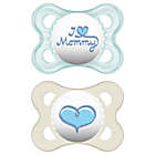 Alternate image 0 for MAM Love & Affection Age 0-6 Months I Love Mommy Pacifier in Blue (2-Pack)