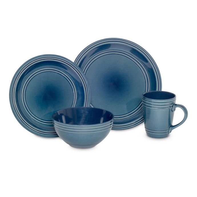 Baum Allure 16-Piece Dinnerware Set in Blue | Bed Bath and Beyond Canada