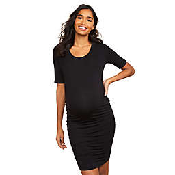 Motherhood Maternity® Large Side-Ruched Maternity Dress in Black