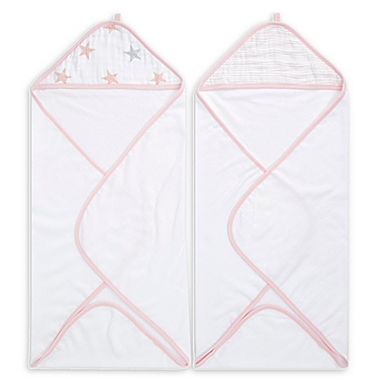 aden + anais&trade; essentials 2-Pack Doll Hooded Towels in Pink. View a larger version of this product image.
