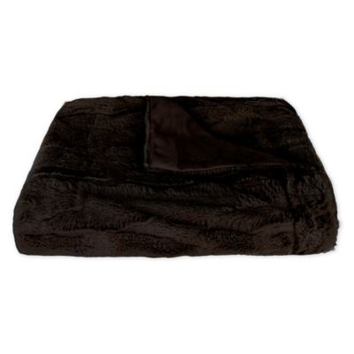 Reversible Textured Faux Fur Throw Blanket In Black | Bed Bath & Beyond