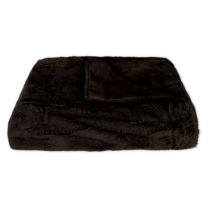 Reversible Textured Faux Fur Throw Blanket in Black Bed Bath & Beyond
